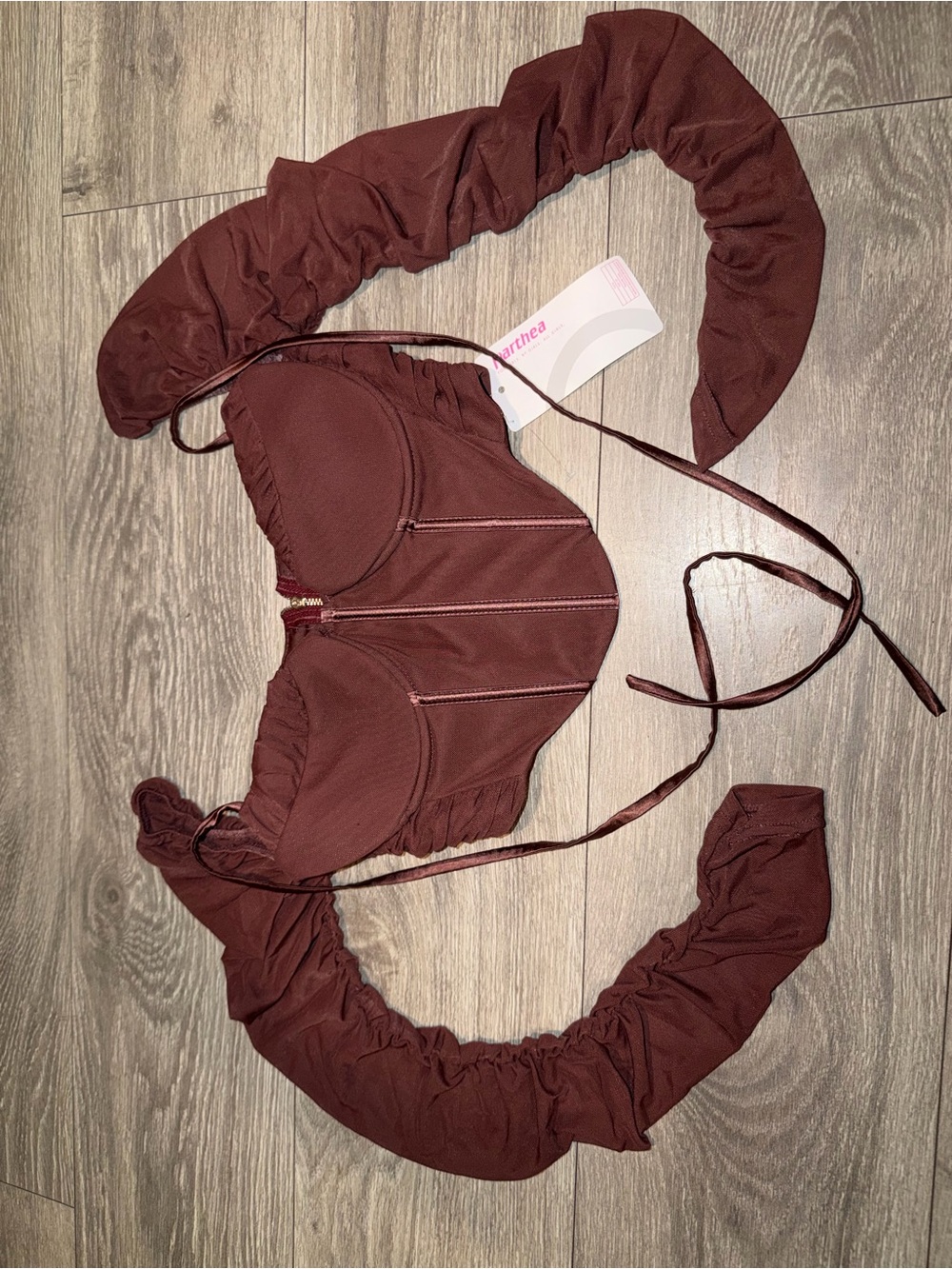 Strappy Corset Crop Top in Deep Burgundy by __